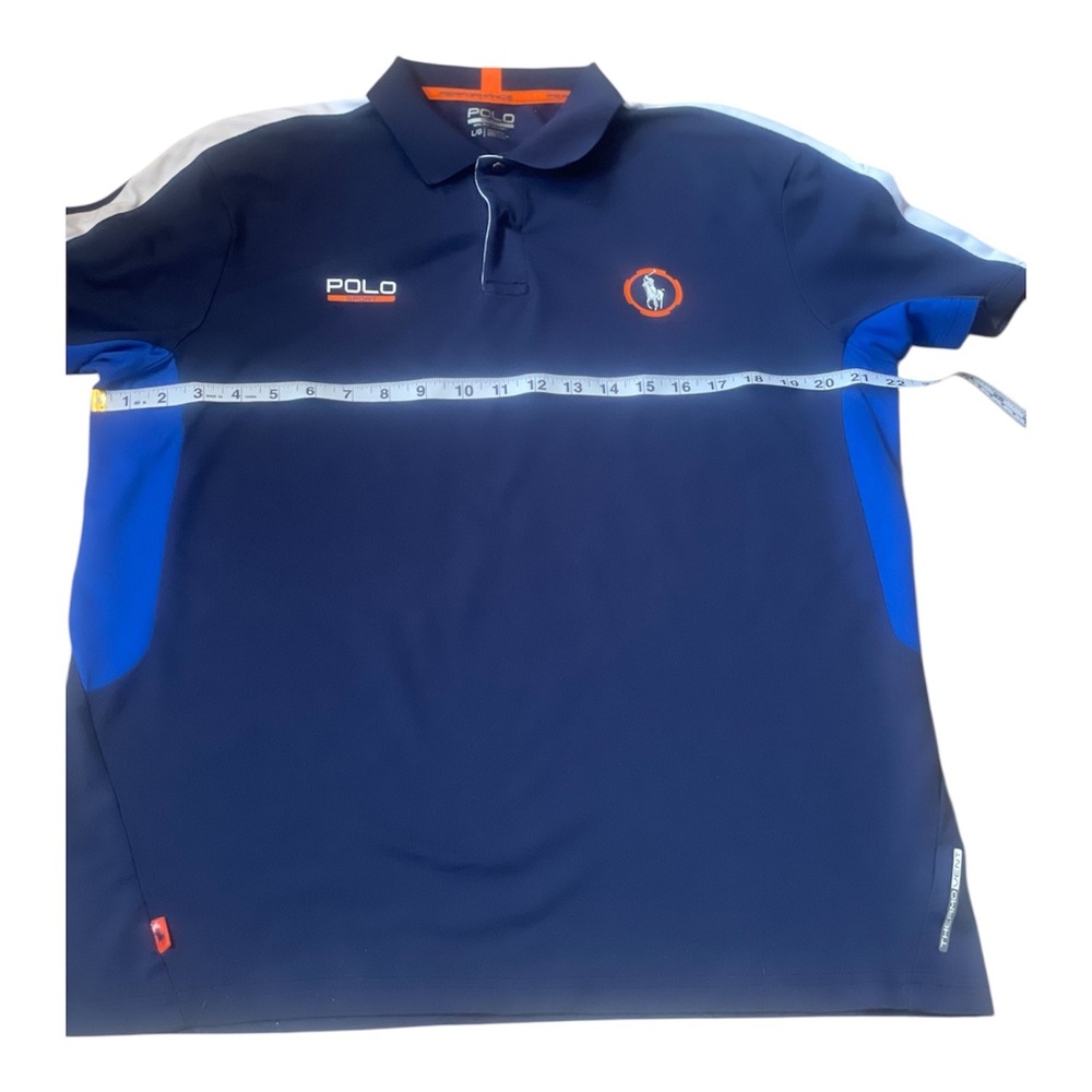 Polo Ralph Lauren Mens Performance Polo Shirt Navy‎ Blue White Stripe L G Sport - Picture 6 of 6